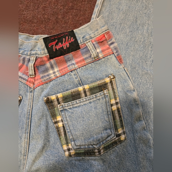 Vintage Traffic Size 9/10 Jeans With Patchwork Like New - Picture 4 of 10